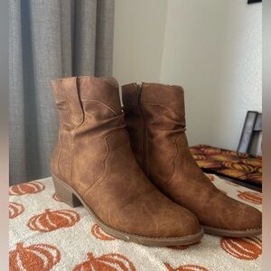 Easy Street Chocolate Leather Ankle Boots